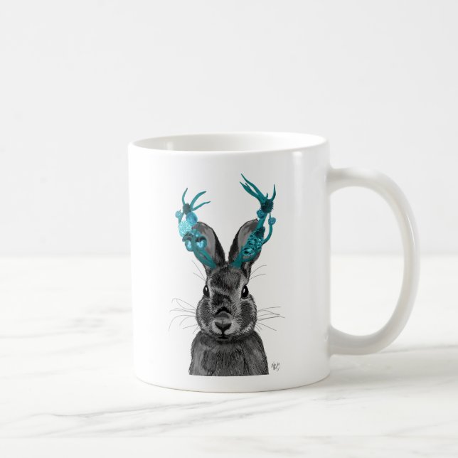 Jackalope with Turquoise Antlers Coffee Mug (Right)