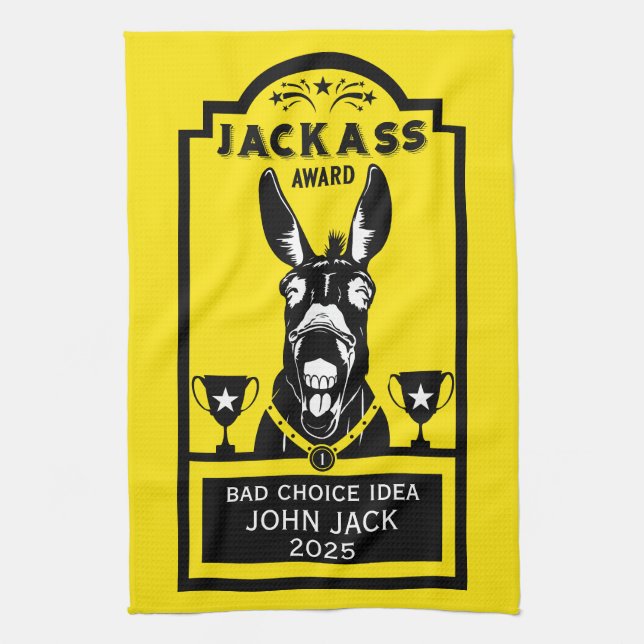 Jackass Award Tea Towel (Vertical)