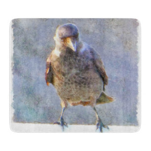 Jackdaw Watercolor Cutting Board