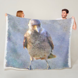 Jackdaw Watercolor Fleece Blanket
