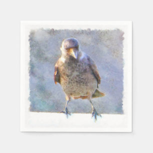 Jackdaw Watercolor Napkin