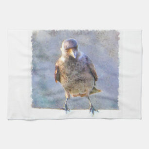 Jackdaw Watercolor Tea Towel