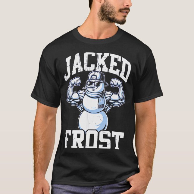 Jacked Frost Muscular Snowman Vintage Gym  T-Shirt (Front)
