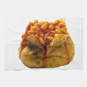 "Jacket potato and beans" design kitchen towels