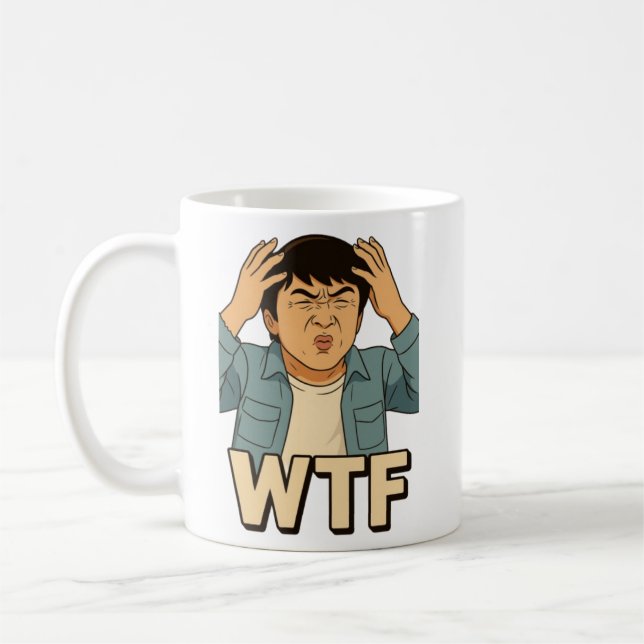 Jackie Chan WTF Meme  – Ghibli Art Style Coffee Mug (Left)