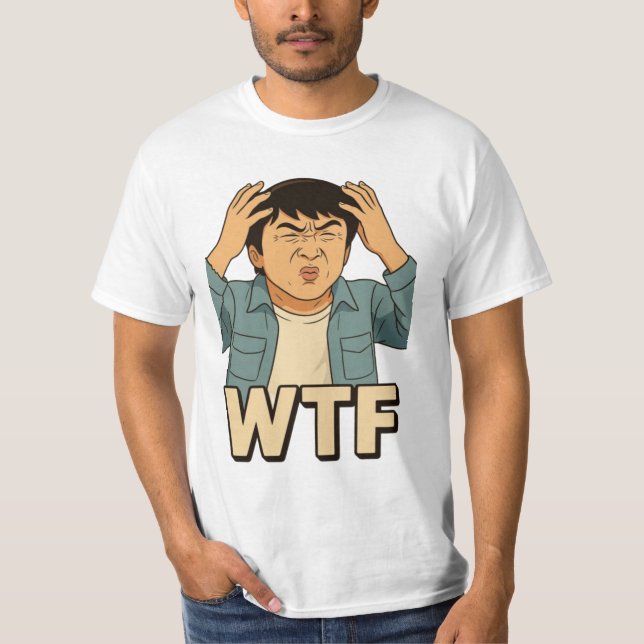 Jackie Chan WTF Meme T-Shirt – Ghibli Art Style  (Front)