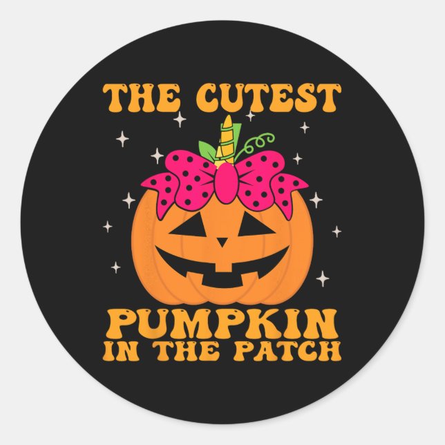 Jackolantern Halloween Pumpkin Unicorn Girl Toddle Classic Round Sticker (Front)