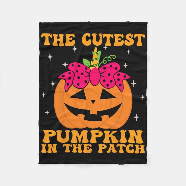 Jackolantern Halloween Pumpkin Unicorn Girl Toddle Fleece Blanket (Front)