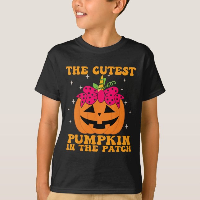 Jackolantern Halloween Pumpkin Unicorn Girl Toddle T-Shirt (Front)
