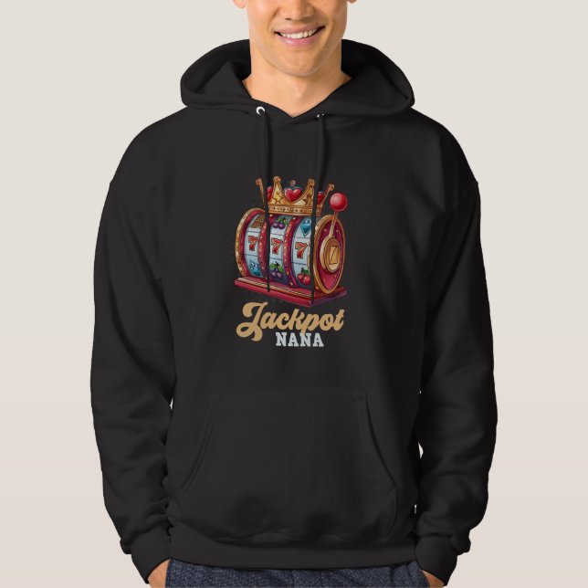 JACKPOT Granny Slot Machine Gambler Casino Grandma Hoodie (Front)