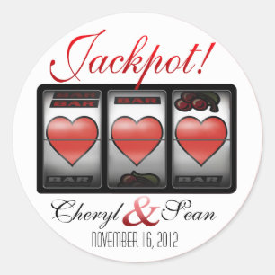 Jackpot Hearts We're Doing It In Vegas (Small) Classic Round Sticker