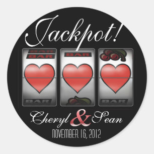 Jackpot Hearts We're Doing It In Vegas (Small) Classic Round Sticker