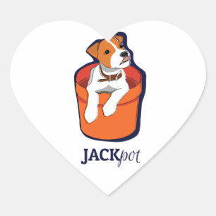 "Jackpot" Jack Russell Terrier Heart Sticker