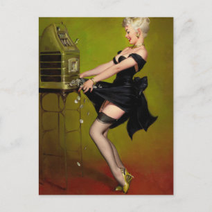 Jackpot Woman Art Pinup Postcard