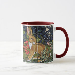 Jackrabbit in Flower Garden, Tile Design Mug