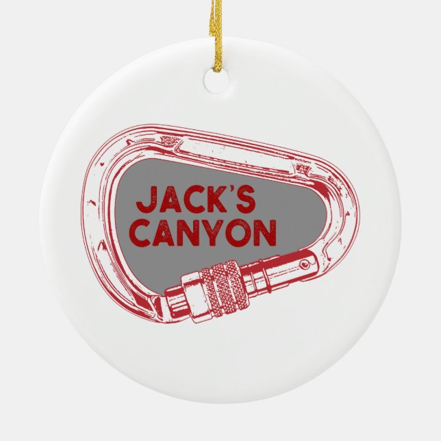 Jack's Canyon Climbing Carabiner Ceramic Tree Decoration (Back)