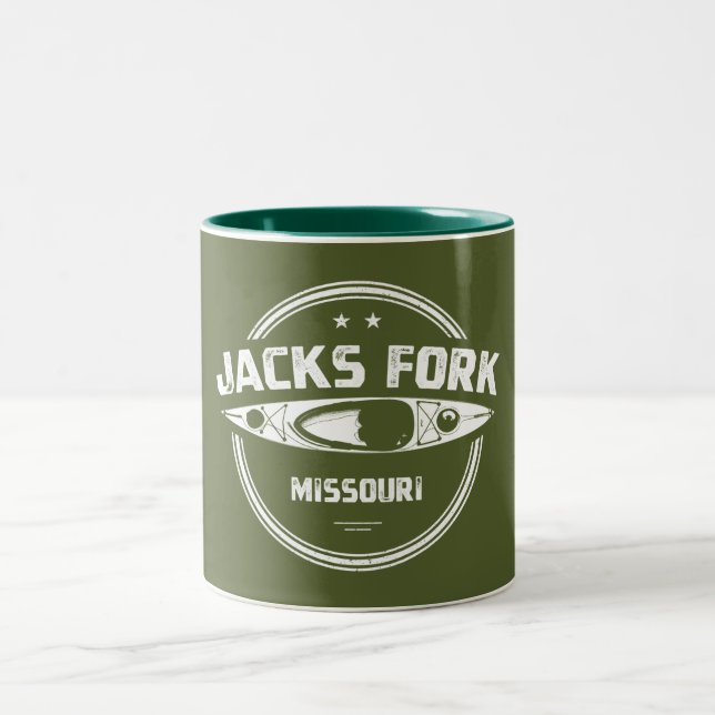 Jacks Fork River Missouri Kayaking Two-Tone Coffee Mug (Center)