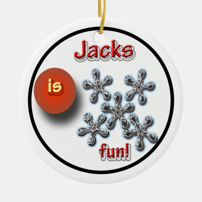 Jacks Game For Kids Ceramic Tree Decoration (Front)