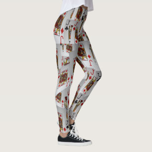 Jacks Poker Cards Layered Pattern, Leggings
