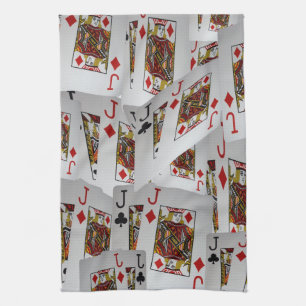 Jacks Poker Cards Layered, Tea Towel
