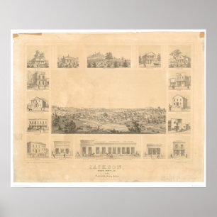 Jackson, CA. Panoramic Map 1857 (0766A) Poster