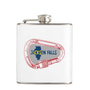Jackson Falls Illinois Rock Climbing Carabiner Hip Flask