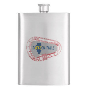 Jackson Falls Illinois Rock Climbing Carabiner Hip Flask