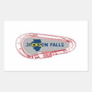 Jackson Falls Illinois Rock Climbing Carabiner Rectangular Sticker