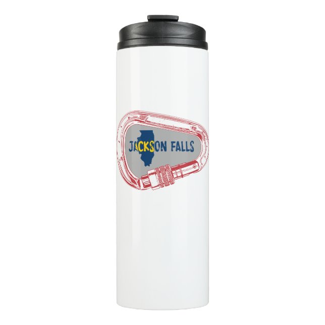 Jackson Falls Illinois Rock Climbing Carabiner Thermal Tumbler (Front)