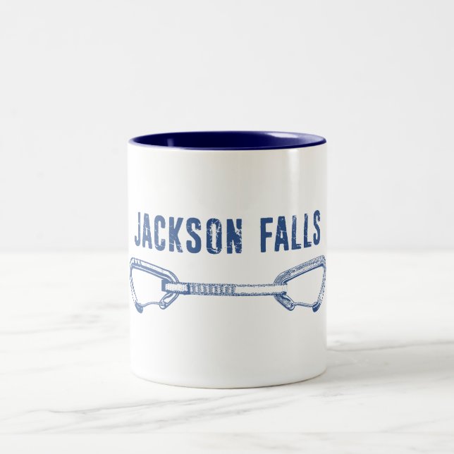 Jackson Falls Illinois Rock Climbing Quickdraw Two-Tone Coffee Mug (Center)
