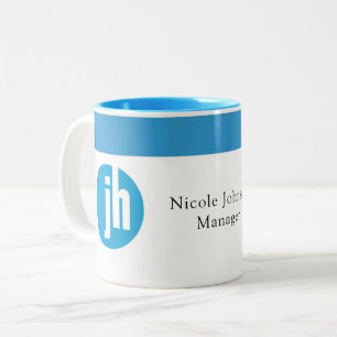 Jackson Hewitt Blue Monogram Two-Tone Coffee Mug