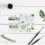 Jackson Hole | Destination Wedding Map  Invitation<br><div class="desc">Capture the beauty and adventure of Jackson Hole, Wyoming, with this hand-painted watercolor wedding map—the perfect way to welcome your guests to your destination wedding! Featuring iconic landmarks such as the Tetons, Snake River, Jackson Hole Mountain Resort, and historic Bentwood Inn, this elegant yet rustic design adds a personalised touch...</div>