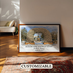 Jackson Hole Mountain Resort Wyoming, Watercolor Poster