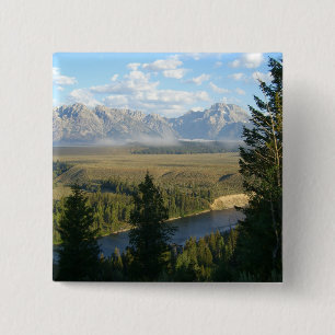Jackson Hole Mountains and River 15 Cm Square Badge