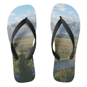 Jackson Hole Mountains and River Flip Flops