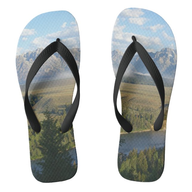 Jackson Hole Mountains and River Flip Flops (Footbed)
