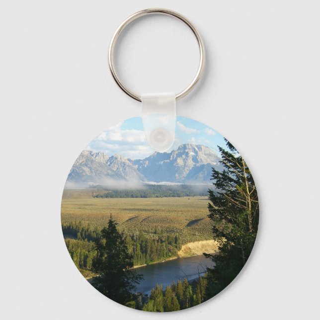 Jackson Hole Mountains and River Key Ring (Front)