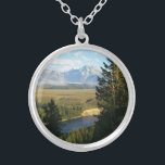 Jackson Hole Mountains and River Silver Plated Necklace<br><div class="desc">A gorgeous view of the Grand Teton mountains and Snake River; from Jackson Hole,  WY.  Check out our store for more scenic landscape photography from Grand Teton National Park.  Also featured as the widescreen wallpaper "Jackson Hole Mountains and River" from the National Parks section of www.mlewallpapers.com.</div>