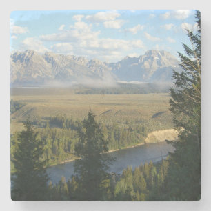 Jackson Hole Mountains and River Stone Coaster