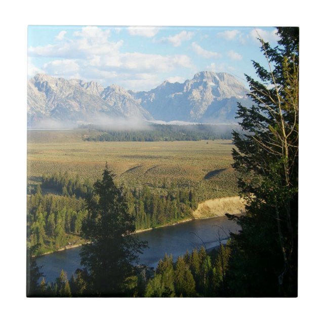 Jackson Hole Mountains and River Tile (Front)