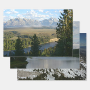 Jackson Hole Mountains and River Wrapping Paper Sheet
