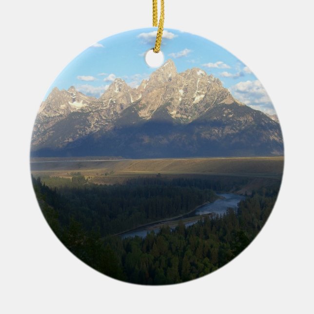 Jackson Hole Mountains (Grand Teton National Park) Ceramic Tree Decoration (Front)