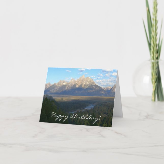 Jackson Hole Mountains Happy Birthday Card (Front)