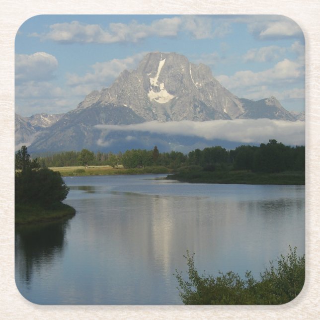 Jackson Hole River at Grand Teton National Park Square Paper Coaster (Front)