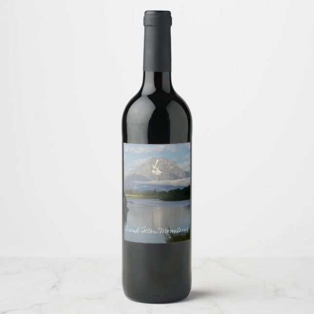 Jackson Hole River at Grand Teton National Park Wine Label (Front)