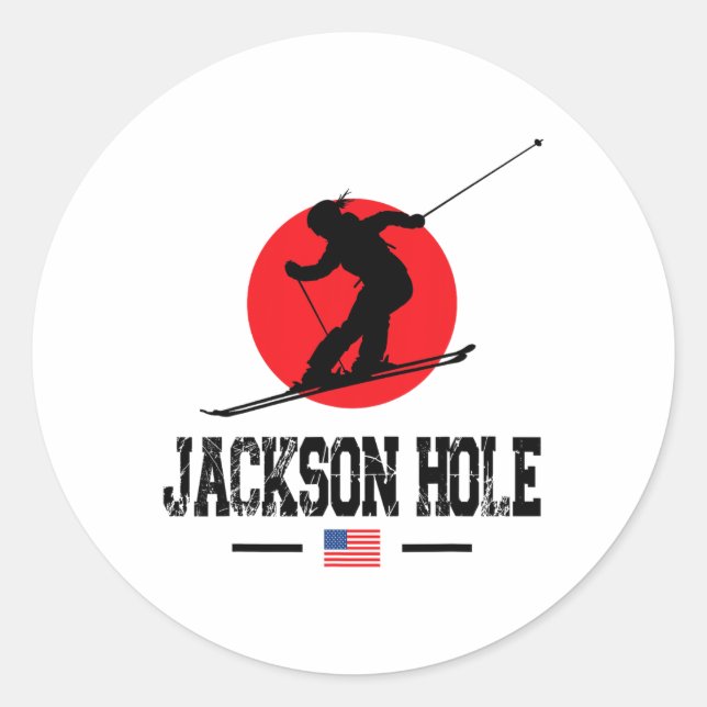 Jackson Hole Usa Ski Resort Rocky Mountains Americ Classic Round Sticker (Front)