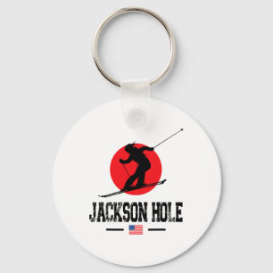 Jackson Hole Usa Ski Resort Rocky Mountains Americ Key Ring