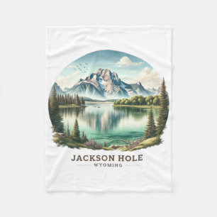 Jackson Hole Wy Wyoming Jenny Lake Skiing Snow Fleece Blanket