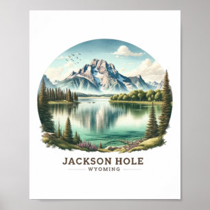 Jackson Hole Wy Wyoming Jenny Lake Skiing Snow  Poster