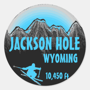 Jackson Hole Wyoming blue ski art stickers